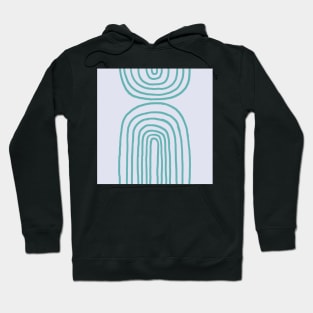 teal blue abstract mirrored rainbows design Hoodie